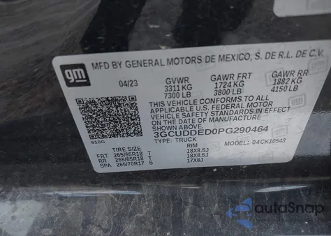 2023 Chevrolet Silverado 1500 4Wd Standard Bed Lt from USA, damaged, VIN 3GCUDDED0PG290464